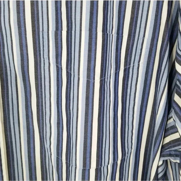 {Austin Reed London} Men's Large Blue White Striped Button Down Dress Shirt - Picture 4 of 6